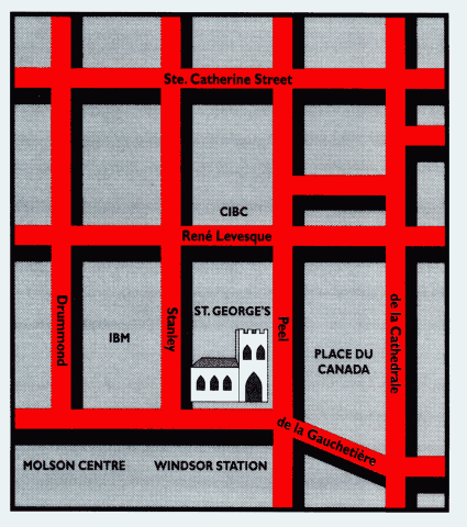 Map showing the location of St. George's Church